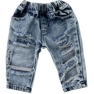 Baby Meisje Stretch Elastische Broek Jeans Ripped Hole Kleding Peuter Kids Kind Meisjes Mode Denim Broek 1-5 T