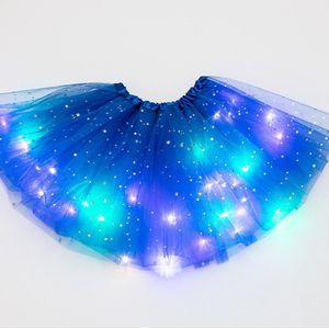 Meisjes Kids Tutu Rok Glitter Kleding Pettiskirt Prinses Tulle Dancewear Magic Light Pluizige Ballet Party Stars Sequin