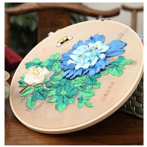 DIY Borduren Handgemaakte Lint Doek Materiaal Pakket Beginner Borduren Suite Bloem Woonkamer Schilderijen Decor Met Frame