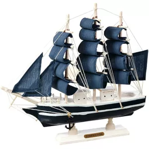 THREESS Houten ambachten zeilboot beeldje ornamenten schip miniatuur vintage boot decor thuiskantoor decoratie geschenken, bruin