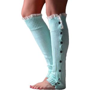 Vrouwen Hoop Hoop Sokken Mode Winter Kant Knop Been Warmer Gebreide Kous Legwarmers Zachte Klassieke Laarzen Gebreide Sokken