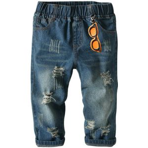 Baby Boy Jeans Broek Patroon Gat Decoratie Elastische Taille Met Pocket Peuter Lente Herfst Broek Kleding