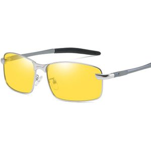 Kaixing Aluminium-Magnesium Nachtkijker Gele Lens Gepolariseerde Zonnebril &#39;S Nachts Rijden Glazen Voor Mannen