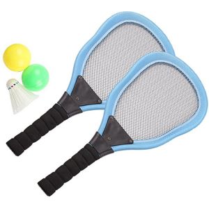 5Pcs Sport Speelgoed Kinderen Doek Art Tennisracket Badminton Strand Racket Kids Outdoor Benodigdheden (Rood 2 Stuks racket + 1Pc Badminton