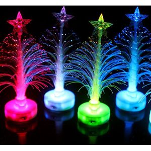 Gekleurde Glasvezel LED Licht-up Mini Kerstboom met Top Ster Batterij Aangedreven J2Y