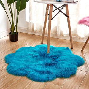 Zacht Roze Schapenvacht Tapijt Slaapkamer Tapijt Bloem Retangle Vormige Antislip Zachte Faux Fur Wollen Tapijt Moderne Tapijten Mat Woonkamer