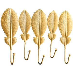 Nordic Haak Purse Haak Creatieve Golden Leaf Vorm Jas Rek Muur Jas Sleutel Hanger Niet Punch Huis Muur Opknoping decoratie