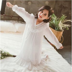 Toddle Girl White Nightdress Princess Dress Girls Lace Nightgown Long Sleeve Sleep Shirts Nightshirts Pajamas Dress Sleepwear