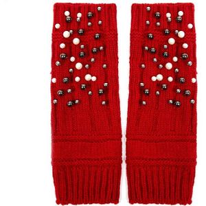 Parel Kralen Lange Handschoenen Vingerloze Vrouwen Winter Knit Fingerling Herfst Warme Handschoenen Half Vinger Typen Feminina Guantes Mitten