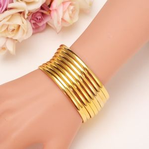 12 Stuks Gold Bangle Voor Vrouwen Gold Dubai Bruid Bruiloft Ethiopische Armband Afrika Bangle Arabische Sieraden Gouden Bedelarmband