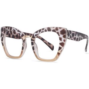 54045 Oversized Cat Eye Anti Blauw Licht Brilmonturen Luipaard Vrouwen Mode Computer Brillen