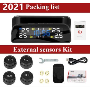 Auto Tpms Met Klok Tool Intelligent Solar Tpms Auto Bandenspanning 4 Sensoren Binnen Of Externe Sensor Temperatuur alert