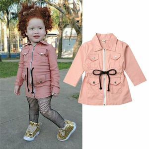 PUDCOCO Kid Meisjes Revers Geul Casual Jas Rits Jas Herfst Winter Windjacks Warm Kinderen Tops Uitloper Kleding 1-7T