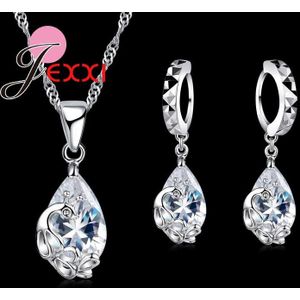 Bijoux Fixe Sieraden Sets Oostenrijkse Kristal 925 Sterling Zilveren Opvallende Ketting Oorbellen Best Selling