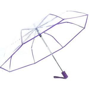 Transparante Paraplu Automatische Paraplu Regen Vrouwen Mannen Zon Regen Auto Paraplu Compact Vouwen Winddicht Stijl Clear Paraplu