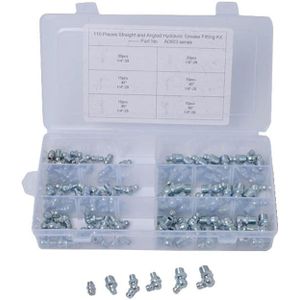 110Pcs 1/4 &quot;1/8&quot; Hydraulische Grease Zerk Fitting Sae Kit Straight 90 45 Graden