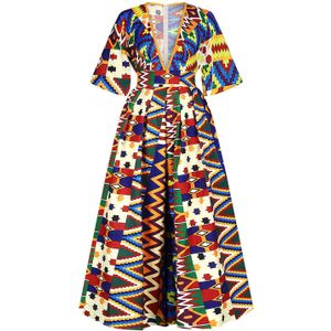 Vrouwen Jumpsuit Afrikaanse Jurken Voor Vrouwen Wijde Pijpen Broek V-hals Blouse Broek Dashiki Print Afrikaanse Kleding Vestios Gewaden