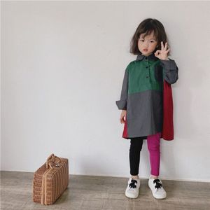 Kinderkleding Herfst Koreaanse Stijl Shirt Jurk Meisjes Kleding Baby Pocket Top Losse Shirt Baby Kleding