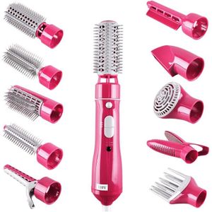 Kam Haar Borstel 10 In 1 Elektrische Krultangen Multifunctionele Droger Borstel Met Roterende Styler Curler Roze Eu Plug