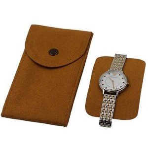 Super Fiber Horloge Tas Voor Enkele Horloge Bruin Dikke Verpakking Sieraden Box Horloge Beschermen Gele Zakken