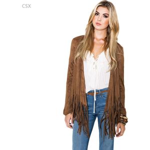 MwOiiOwM Vrouwen Jas Lange Mouwen Tassel Fringe Jacket Womens Multi-size jassen 63