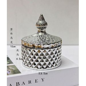 Plating Zilver Glas Opslag Jar Thuis Sieraden Cosmetische Opbergdoos Wattenstaafje Aromatherapie Kaars Fles Snoeppot Home Decor
