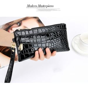 Lakleer Vrouwen Portefeuilles Braak Lange Dames Dubbele Rits Portemonnee Clutch Bag Rode Portemonnee Krokodil Portemonnees