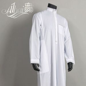 Mannen Islamitische Arabische Moslim Kaftan Stand Kraag Korte Mouw Zakken Retro Losse Gewaden Midden-oosten Solid Mannen Jubba