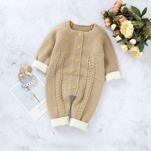 0-24M Pasgeboren Baby Baby Meisjes Jongens Romper Gebreide Warme Herfst Winter Jumpsuit Speelpakje Baby Kostuums