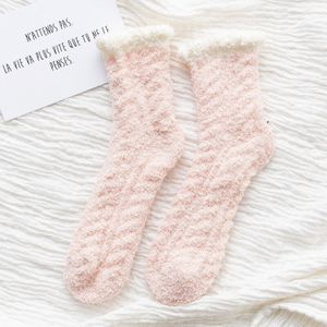 Vrouwen Voorraden Winter Coral Fleece Fluwelen Dikke Vloer Sokken Casual Indoor Jit Kleur Thermische Pluche Kous