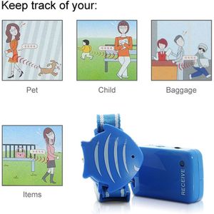 Anti-Verlies Alarm Veiligheid Set inclusief Sleutelhanger Ontvanger en 433.92MHz Polsbandje Zender Voor kinderen huisdieren tassen