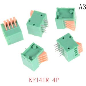 5Pcs 2/3/4/5/6/7/8/9/10P KF141R KF141V 2.54Mm Pitch Pcb Connectoren Lente Screless Koper Groene Klemmenblok Gebogen Voet