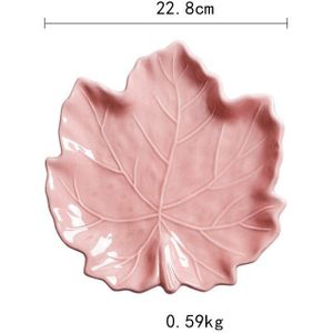 Maple Leaf Vorm Keramische Plaat Roze Magnetron Beschikbaar Serveerschaal Thuis Creatieve Persoonlijkheid Servies