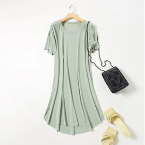 Vrouwen Solid Nachthemden Ijs Zijde Satijn Zomer Toevallige Nachtkleding Losse Nachthemd Ademend Sleepshirts Grote Lounge Slapen Slijtage