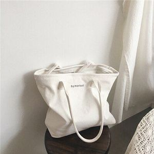 Eco Recyclebaar Verpakking Canvas Katoen Shopper Opvouwbare Shopping Bags Herbruikbare Tote Mode Vorm Brief Reizen Kit Pouch