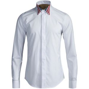 Minglu Mannen Shirt Luxe Amerikaanse Vlag Borduren Lange Mouwen Mannen Plus Size Slim Fit Cusual Zwart Wit Man shirts