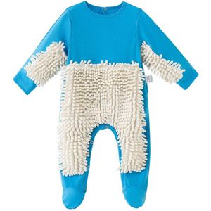 Baby Jumpsuit Romper Kruipen Kleding Creatieve Mop Romper Outfit Vloeren Schoonmaken Lange mouwen Jumpsuit Bezem Kleding voor 0- 2 Baby