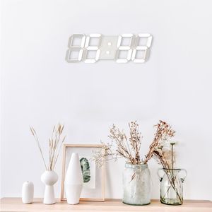 Led 3D Digitale Wandklok Met Afstandsbediening Grote Moderne Nachtlampje Alarm Muur Horloge Voor Thuis Woonkamer Zwart Shell eu Plug