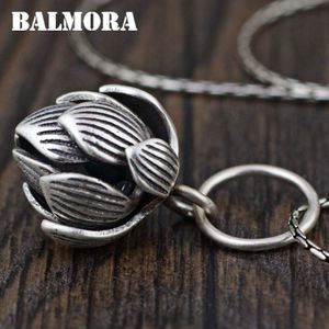 BALMORA 990 Puur Zilver Lotus Bud Charm Hangers voor Vrouwen Mannen Paar Vintage Elegante Sieraden Accessoires Zonder Ketting