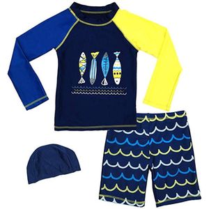 Kinderen Rash Guard Badpakken Split Type Lange Mouwen Top Shorts Spring Badpak Cartoon Print Sunsuit Badmode Set fo