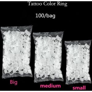 100 Stuks Wegwerp Permanente Make-Up Ring Geen Divider Tattoo Inkt Cup Pigment Houder Cup Voor Tattoo Body Art S/M/L Tattoo Supplies