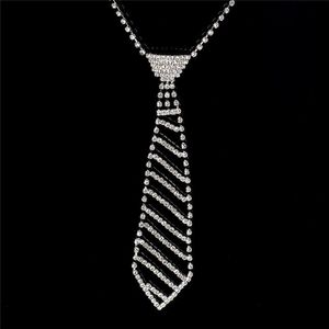 Elegante Tie Vormige Ketting Glitter Rhinestone Lange Ketting Bead Chain Koppel Vrouwen Wedding Prom Party Sieraden