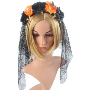 Ghost Bruid Party Hoofddeksels Halloween Mesh Haarband Hoofdband Heks Make Hoofd Gesp Simulatie Rose Accessoires