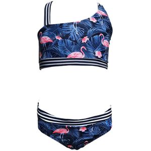 3-14 Jaar Meisje Badpak Kids Flamingo Print Peuter Meisje Bikini Set Cross Terug Tweedelige Kinderen Badmode meisjes Badpak