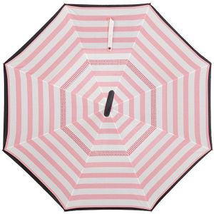 Streep Omgekeerde Reverse Opvouwbare Paraplu Voor Dubbele Laag Uv Proof Winddicht Regen Bescherming C-Haak Handen Voor Auto En outdoor