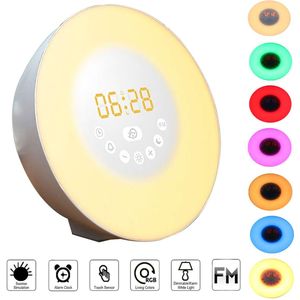 Led Light Digitale Wekker Wake Up Light Alarm Usb Interface Digitale Klok Fm Radio Klinkt Functie 7 Kleuren Licht