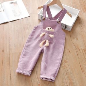 Kinderen Kids Broek 2-8 Jaar Meisjes Overalls Corduroy Schattige Beer Jumpsuits Romper Lente Baby Kleding Outfits Peuter Overalls