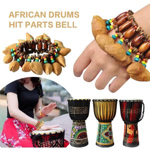 Praktische Muziekinstrument Gadget Handgemaakte Orkestrale 12*7*5.5Cm Percussie Armband Hand Chain Afrikaanse Drum Tafelbel