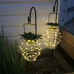 Led Solar Ananas Tuin Verlichting Outdoor Solar Opknoping Licht Waterdichte Wandlamp Fairy Night Lights Ijzerdraad Art Home Decor