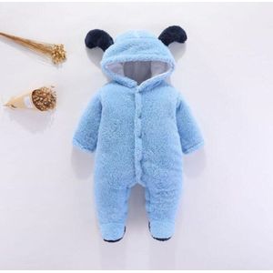 Baby Meisjes Jongens Effen Kleur Rompertjes Winter Baby Lange Mouwen Animal Cartoon Dikker Jumpsuit Kleding Voor 3-12 Maanden